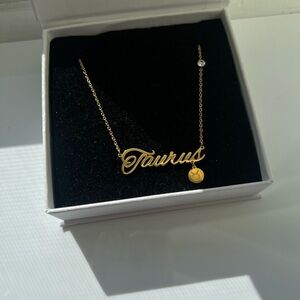Gold Taurus Zodiac Charm Necklace Stainless Steel